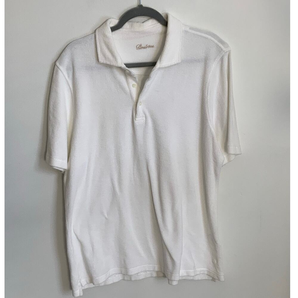 Stenströms Terry Cloth White Cotton Polo Men's‎ size XL